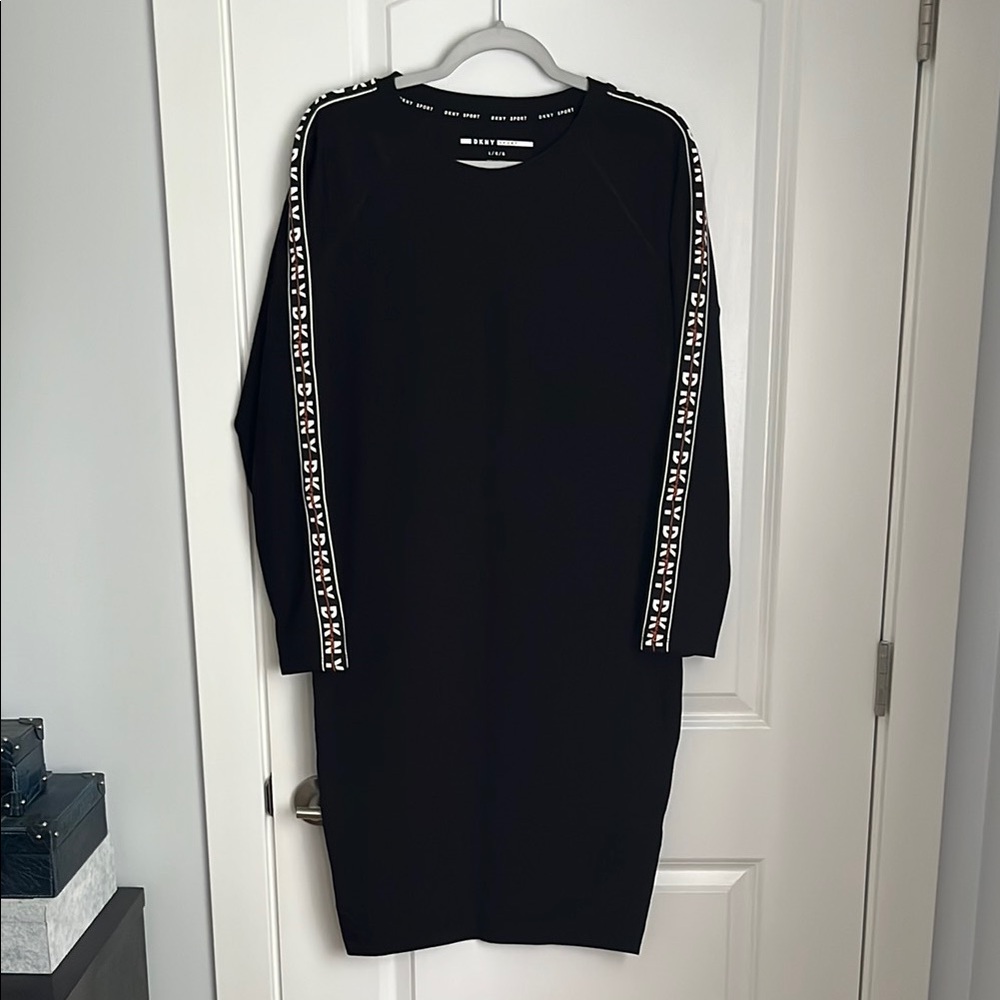 Brand New DKNY Black Dress with DKNY Accents Down Sleeve Sz L